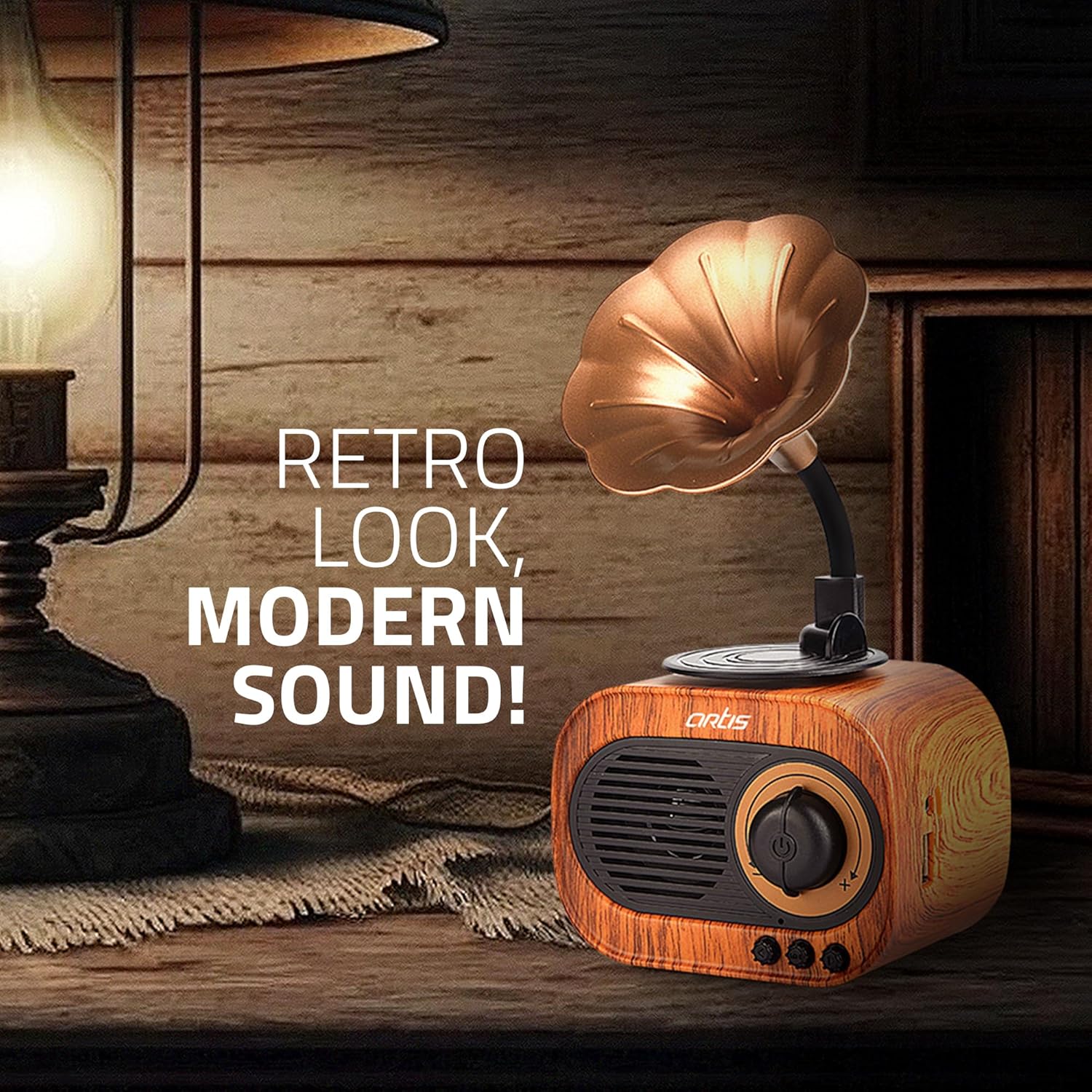 Retro Charm Bluetooth Gramophone Speaker – Vintage Elegance Meets Modern Sound!