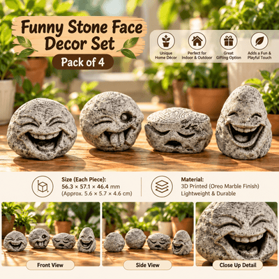 Funny Stone Face DΓ©cor β Pack of 4 (PREPAID ONLY)