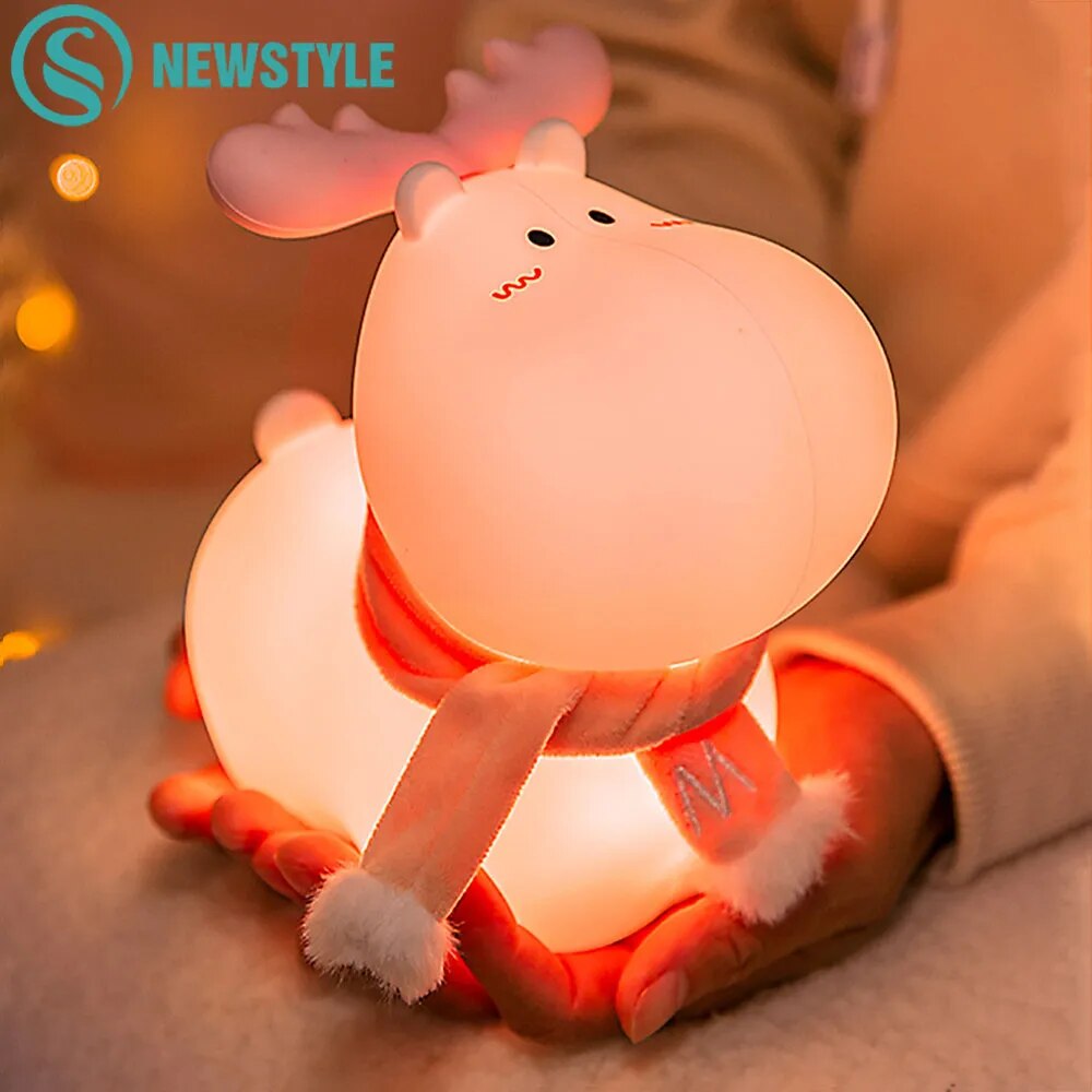 Reindeer Color Changing Rechargable Silicone Night Lamp