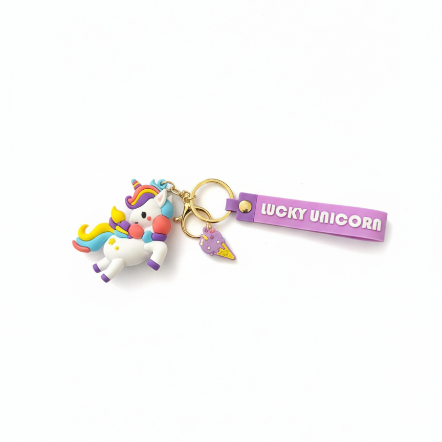 WHITE UNICORN KEY CHAIN