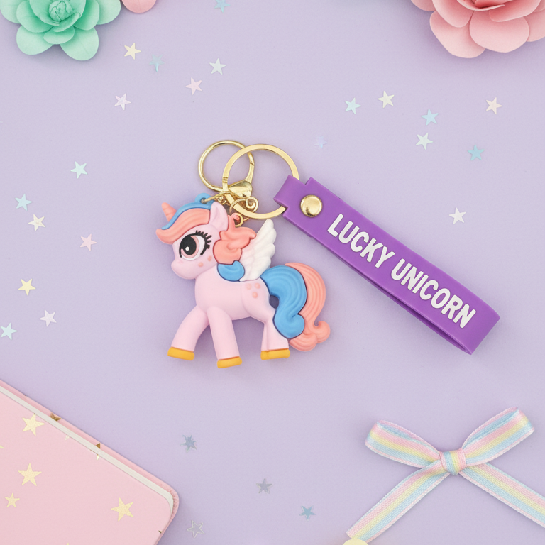PINK UNICORN KEY CHAIN