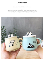 Cute Panda Mug with Lid and spoon (Green)
