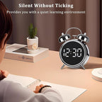 Alarm Clock for Heavy Sleepers, Digital Clock, Alarm Clock for Students with Adjustable Brightness, Snooze Function, Temperature & Touch to Wake (Silver), 3.81 cm
