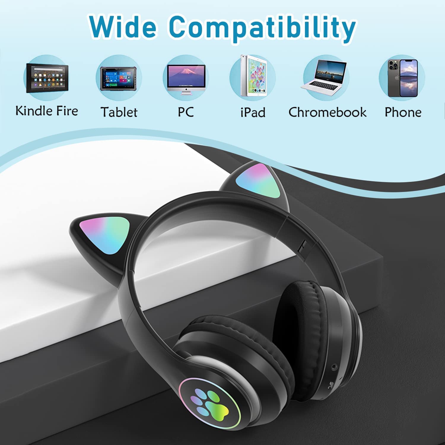Wirelesses Meow Headphones (BLACK)