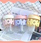 Cute Glass Cup with Dual Lid Sipper and Straw - Leak Proof/Spill Proof Tumbler | Sipper Cup with Straw | Hot & Cold Drinks Cup | - Colour Many Vary (Pack of 1)