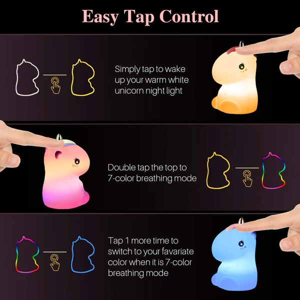 Unicorn Touch Rechargeable Colour Changing Silicone Lamp (Pink)