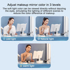 3X Trifold Makeup Mirror with Adjustable LED Lights  (pink)