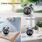 Alarm Clock for Heavy Sleepers, Digital Clock, Alarm Clock for Students with Adjustable Brightness, Snooze Function, Temperature & Touch to Wake (Silver), 3.81 cm