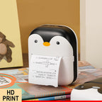 Pickitt Penguin Design Mini Portable Printer, Wireless Bluetooth Connectivity for Android & iOS System, Inkless Black and White Thermal Printer with Printing Paper Roll