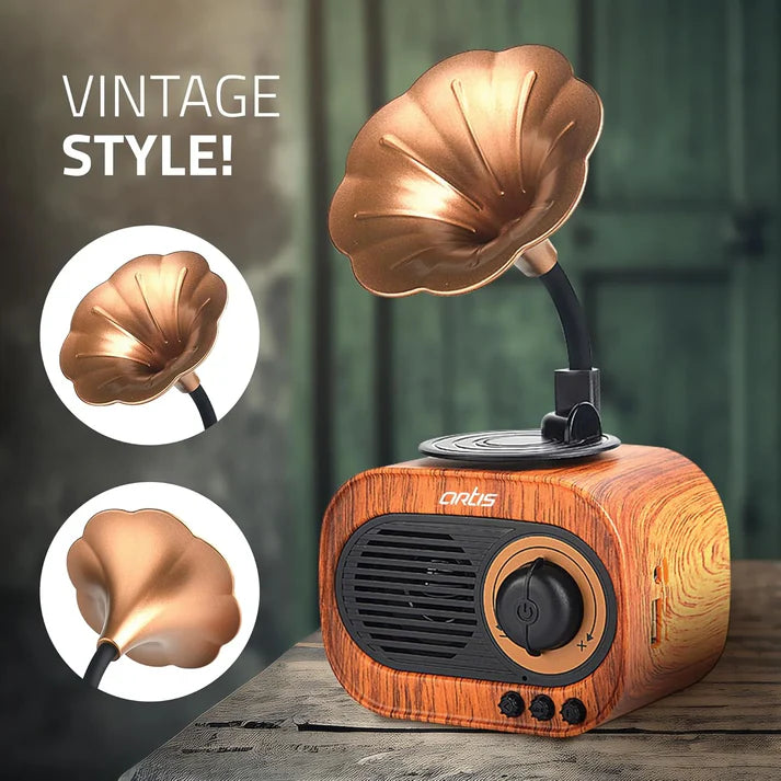 Retro Charm Bluetooth Gramophone Speaker – Vintage Elegance Meets Modern Sound!