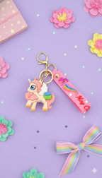 RAINBOW  UNICORN KEY CHAIN