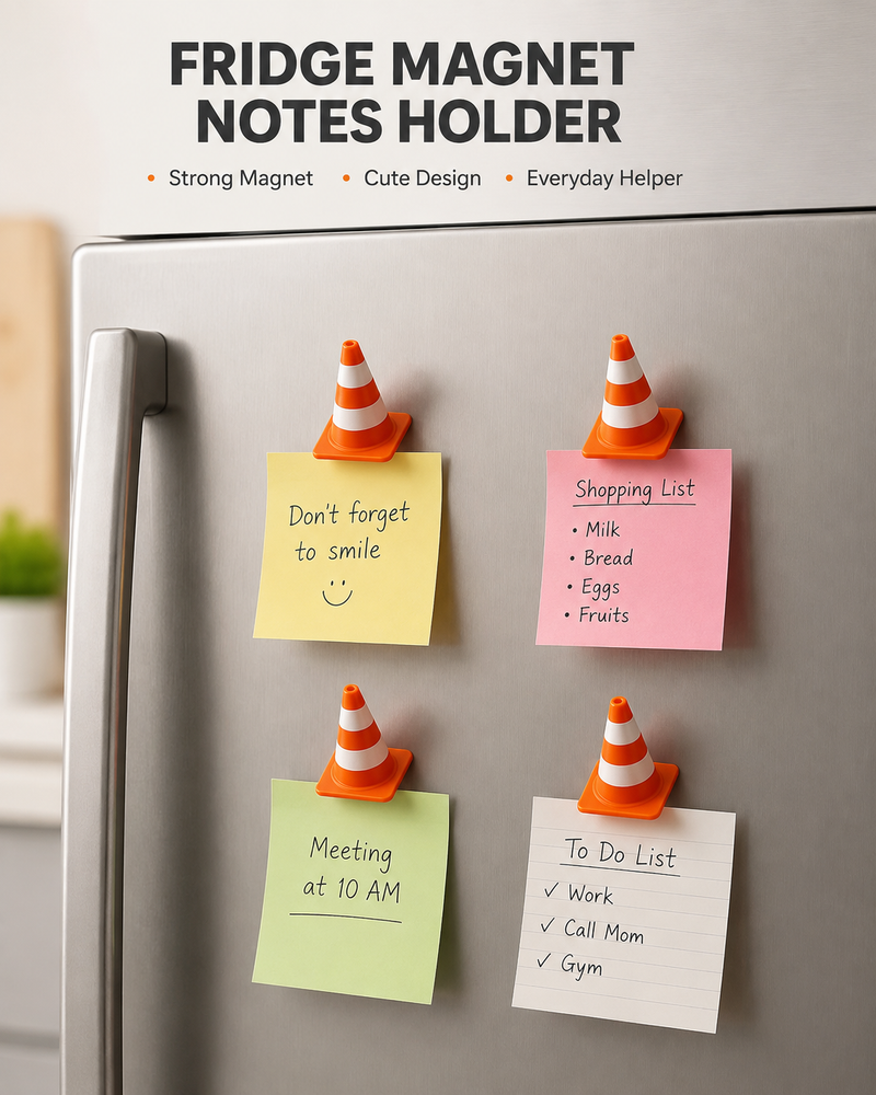 Traffic Cone Fridge Magnet Notes Holder (PACK OF 4)