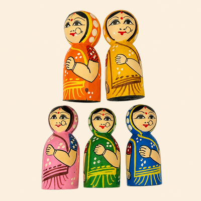 Handcrafted Wooden Lady Fridge Magnets (random color)