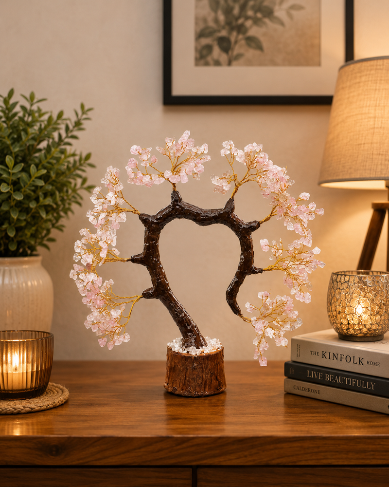 Rose Quartz Crystal Gem Tree – Handcrafted Home Décor(prepaid only)