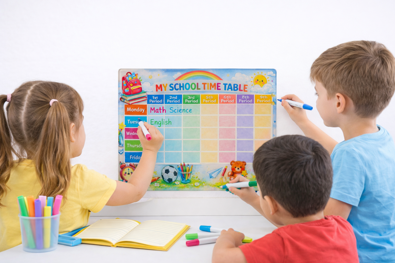 SCHOOL TIME TABLE PLANNER  FRIDGE MAGNET  ( 1 MARKER FREE) (A4 SIZE)