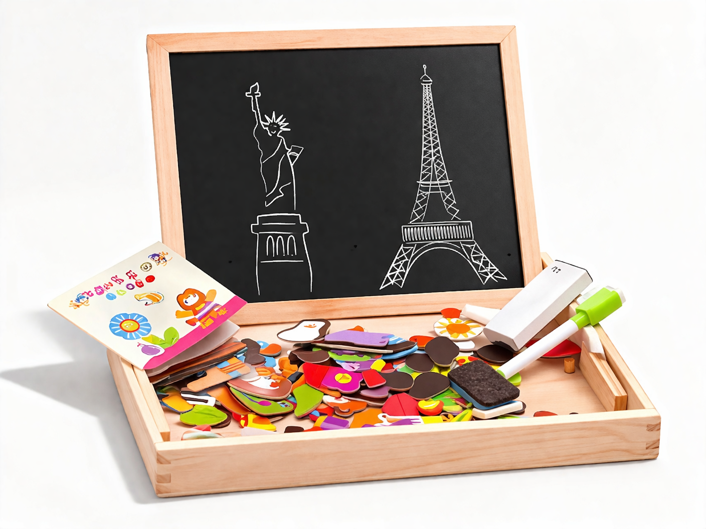 MAGNETIC PLAY TIME FOR KIDS (AGE 2-5) (3 IN 1 BLACK BOARD , WHITE BOARD, MAGNETIC BOARD)