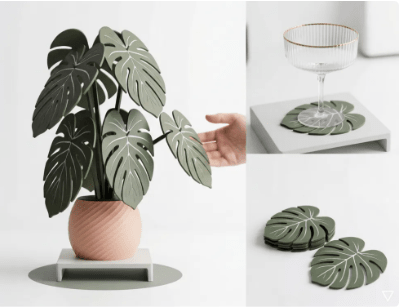 Monstera Plant Coaster Set with Decorative Holder (PREPAID ONLY)