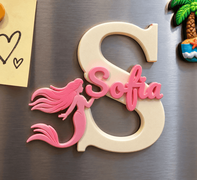 Personalized Mermaid Initial Fridge Magnet