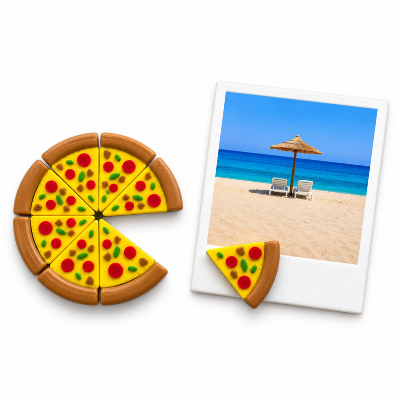 🍕 Pizza Fridge Magnet & Notes Holder – 8 Slice Set
