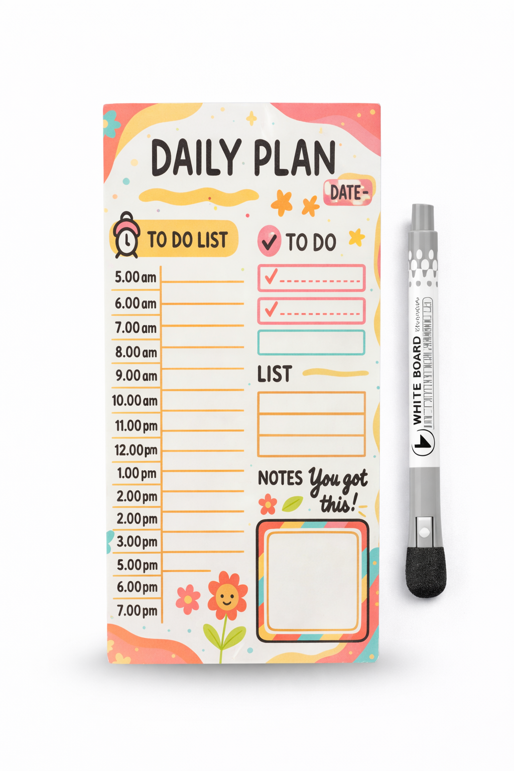 DAILY PLANNER FRIDGE MAGNET  ( 1 MAGNETIC MARKER WITH ERAZER FREE)