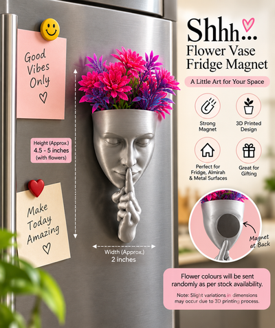 Shhh Face Flower Vase Fridge Magnet 🌸