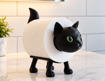Cute Black Cat Toilet Paper Holder