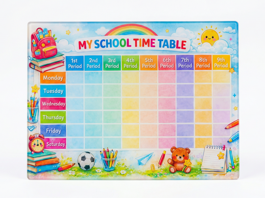 SCHOOL TIME TABLE PLANNER  FRIDGE MAGNET  ( 1 MARKER FREE) (A4 SIZE)