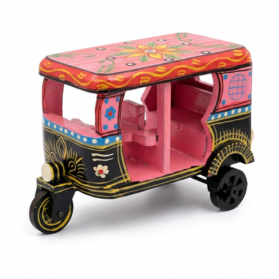 Handcrafted Wooden Auto Rickshaw Showpiece  (PREPAID ONLY)