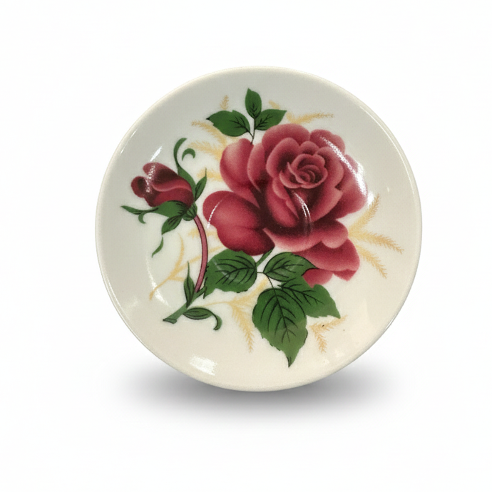 🌹 Vintage Rose Ceramic Plate Fridge Magnet