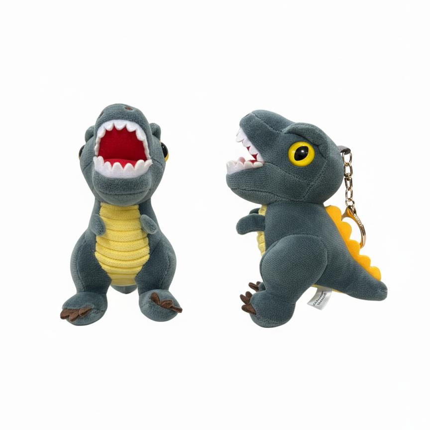 GREY DINO KEYCHAIN