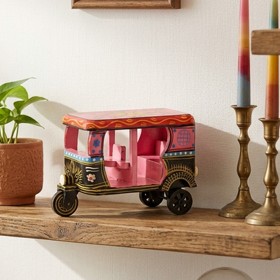 Handcrafted Wooden Auto Rickshaw Showpiece  (PREPAID ONLY)