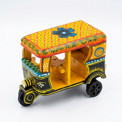 Handcrafted Wooden Auto Rickshaw Showpiece  (PREPAID ONLY)