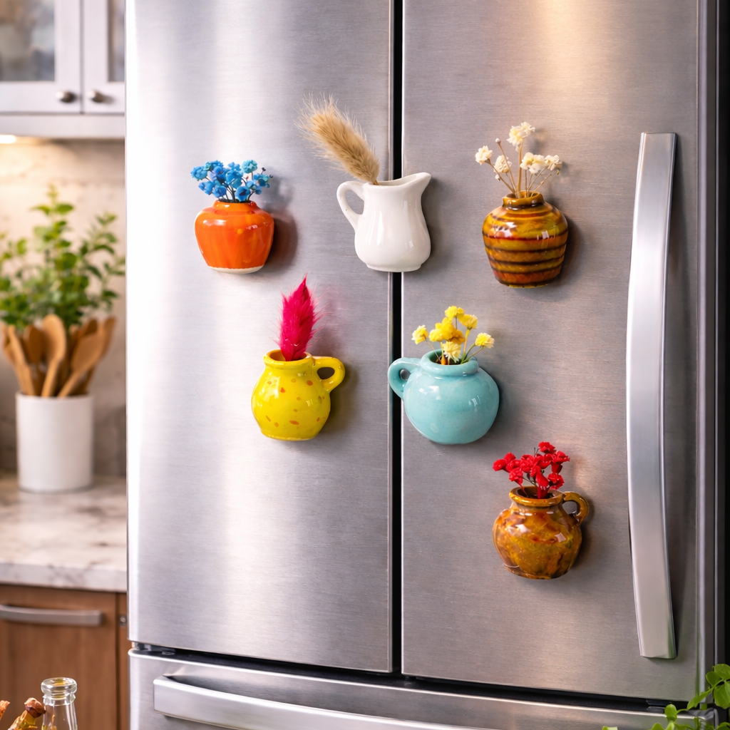 MINI FLOWER VASE MGT (PACK OF 6) (RAMDOM COLOR VASE/ FLOWER)