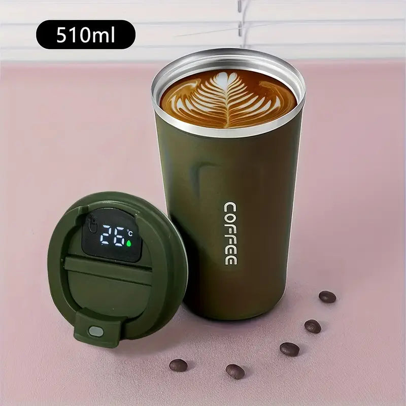 Coffee Mug  (green ) Stainless Steel Insulated With Smart Temperature Display