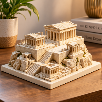 Ancient Greek Acropolis Mountain Scene