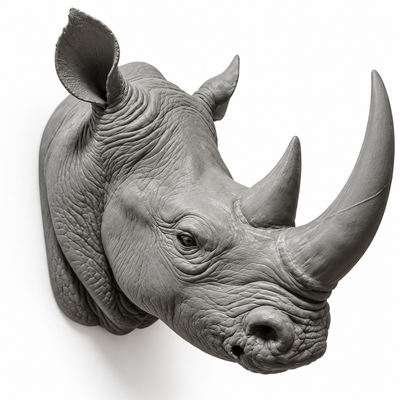 Majestic Rhino Head Wall Mount