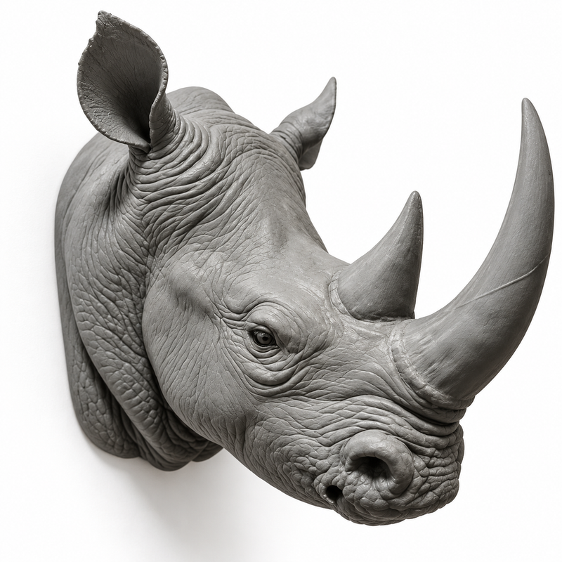 Majestic Rhino Head Wall Mount