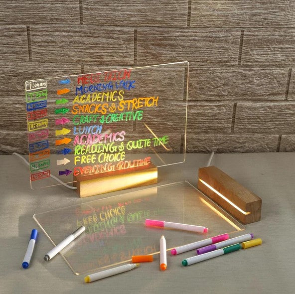 Luminious 3D Acrylic Writing DIY Board with 12 Pens