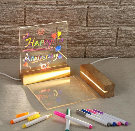 Luminious 3D Acrylic Writing DIY Board with 12 Pens