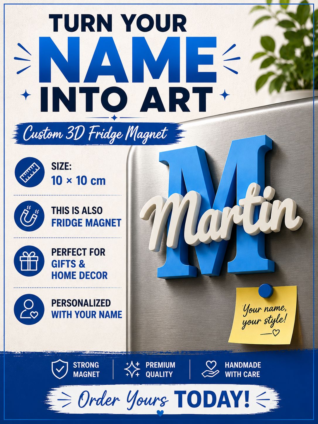 Customized Name Fridge Magnet (ONLY PREPAID ORDERS/CLICK TO ADD PICTURE)