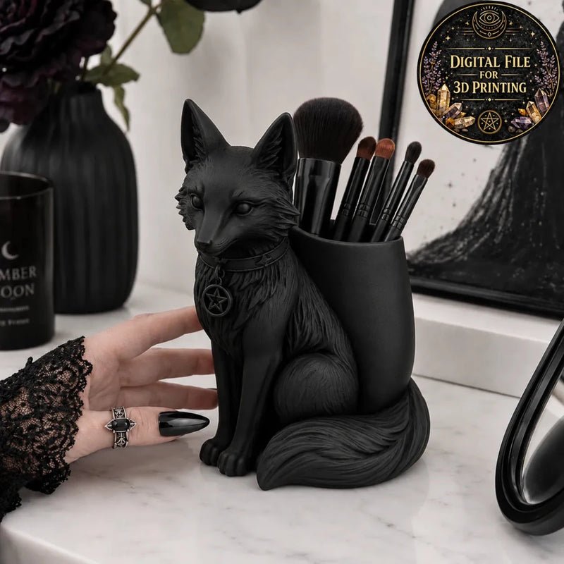 Gothic Black Fox Makeup Brush Holder - PICKITT MARKET