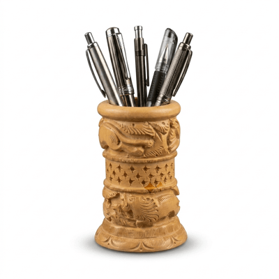 Hand-Carved Wooden Pen Holder (PREPAID ONLY) - PICKITT MARKET