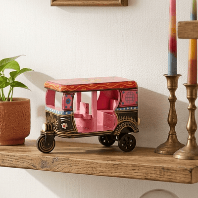 Handcrafted Wooden Auto Rickshaw Showpiece (PREPAID ONLY) - PICKITT MARKET