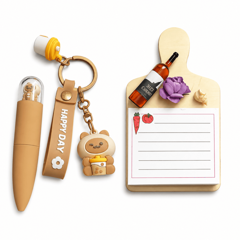 Magnetic Rustic Notes Board with Magnetic Pen & Cute Keychain Combo - PICKITT MARKET
