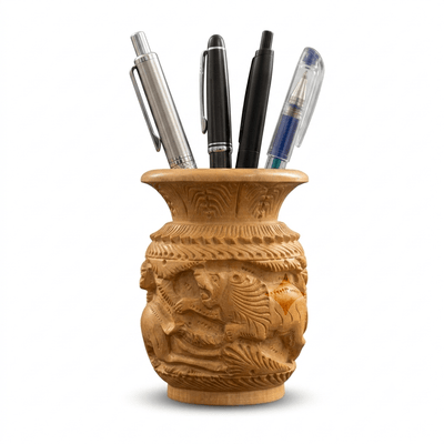 Vase Hand-Carved Wooden Pen Holder (PREPAID ONLY) - PICKITT MARKET