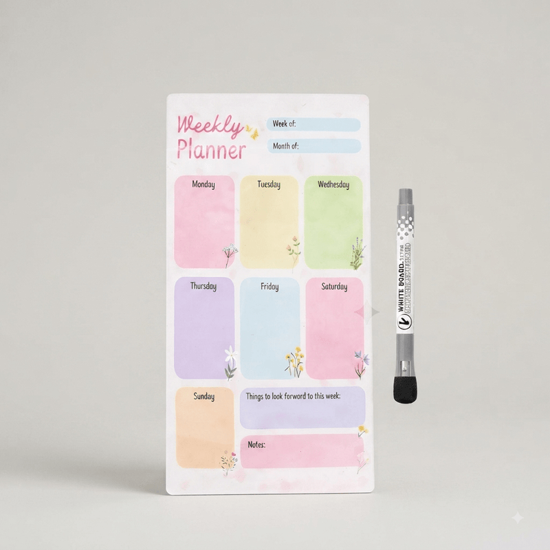 WEEKLY PLANNER FRIDGE MAGNET ( 1 MAGNETIC MARKER WITH ERAZER FREE) - PICKITT MARKET