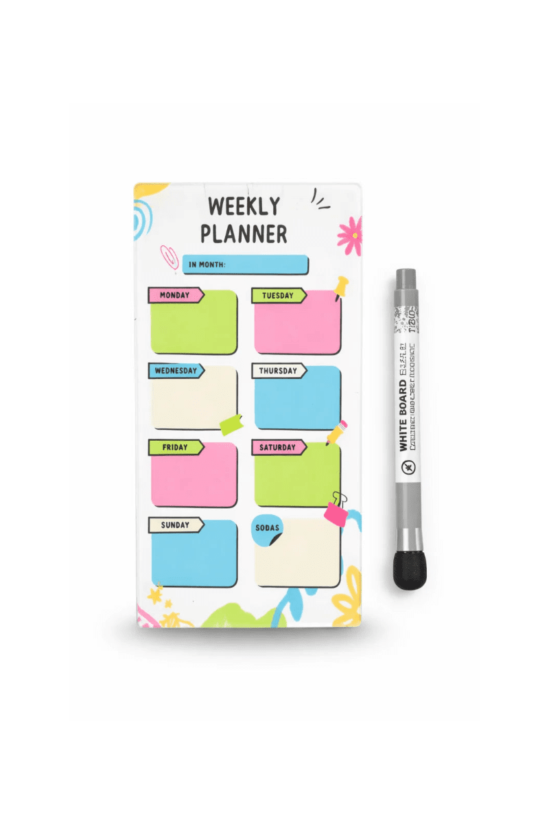 WEEKLY PLANNER FRIDGE MAGNET ( 1 MAGNETIC MARKER WITH ERAZER FREE) - PICKITT MARKET